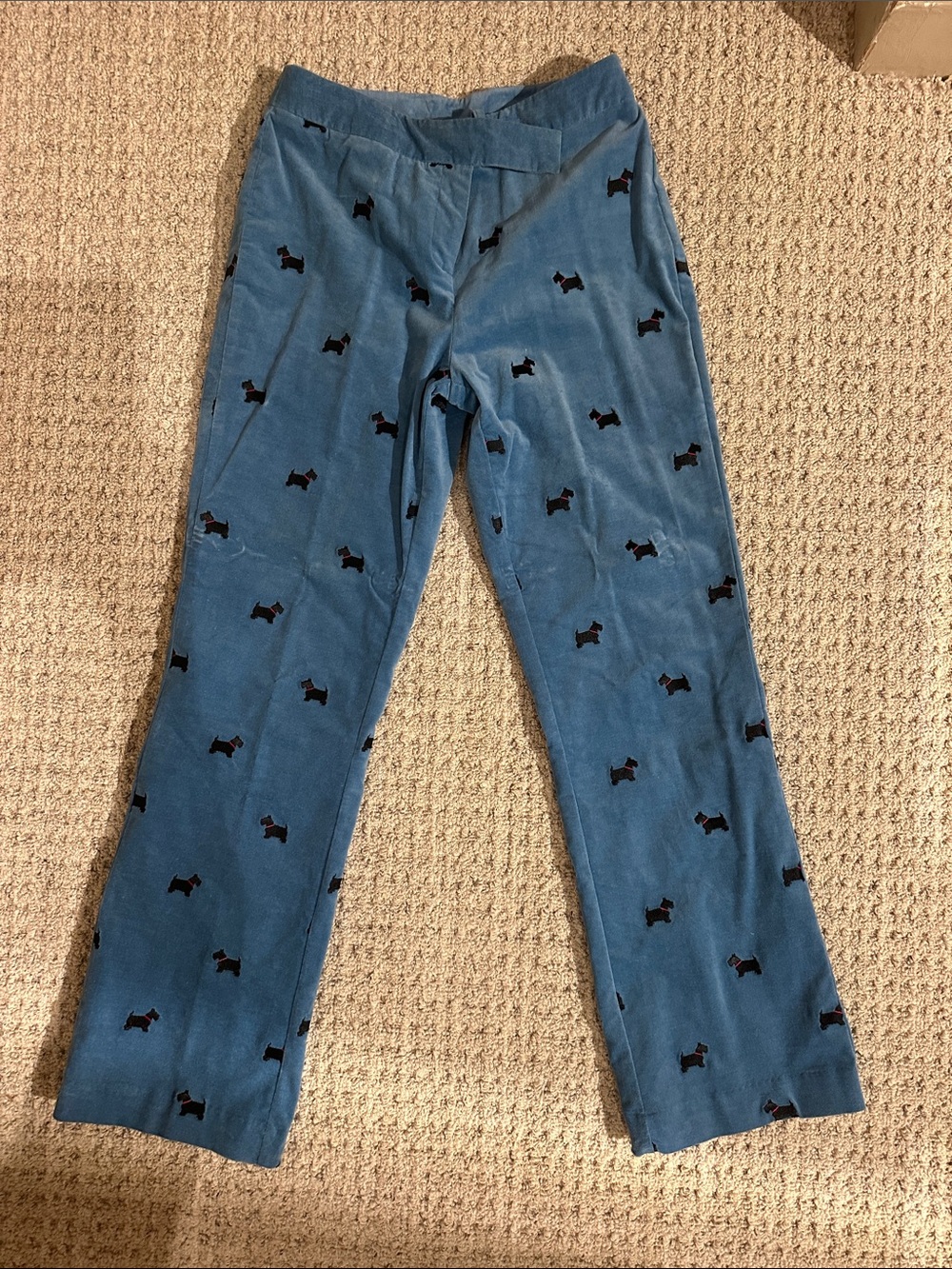 Lilly Pulitzer Blue Pajama Pants with Black Dog Print